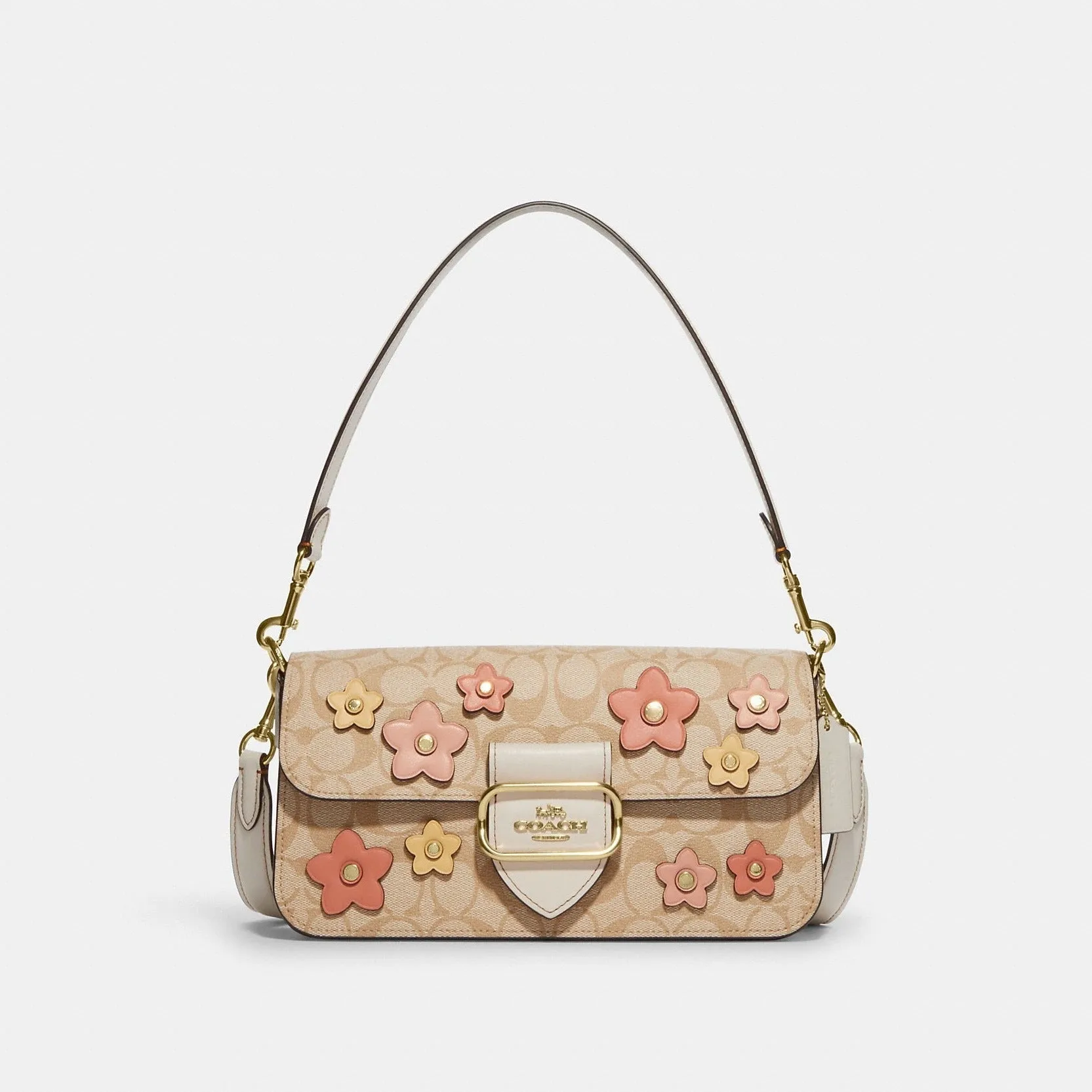 Morgan Shoulder Bag In Signature Canvas With Floral Applique
