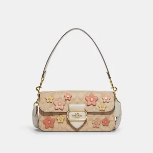 Morgan Shoulder Bag In Signature Canvas With Floral Applique