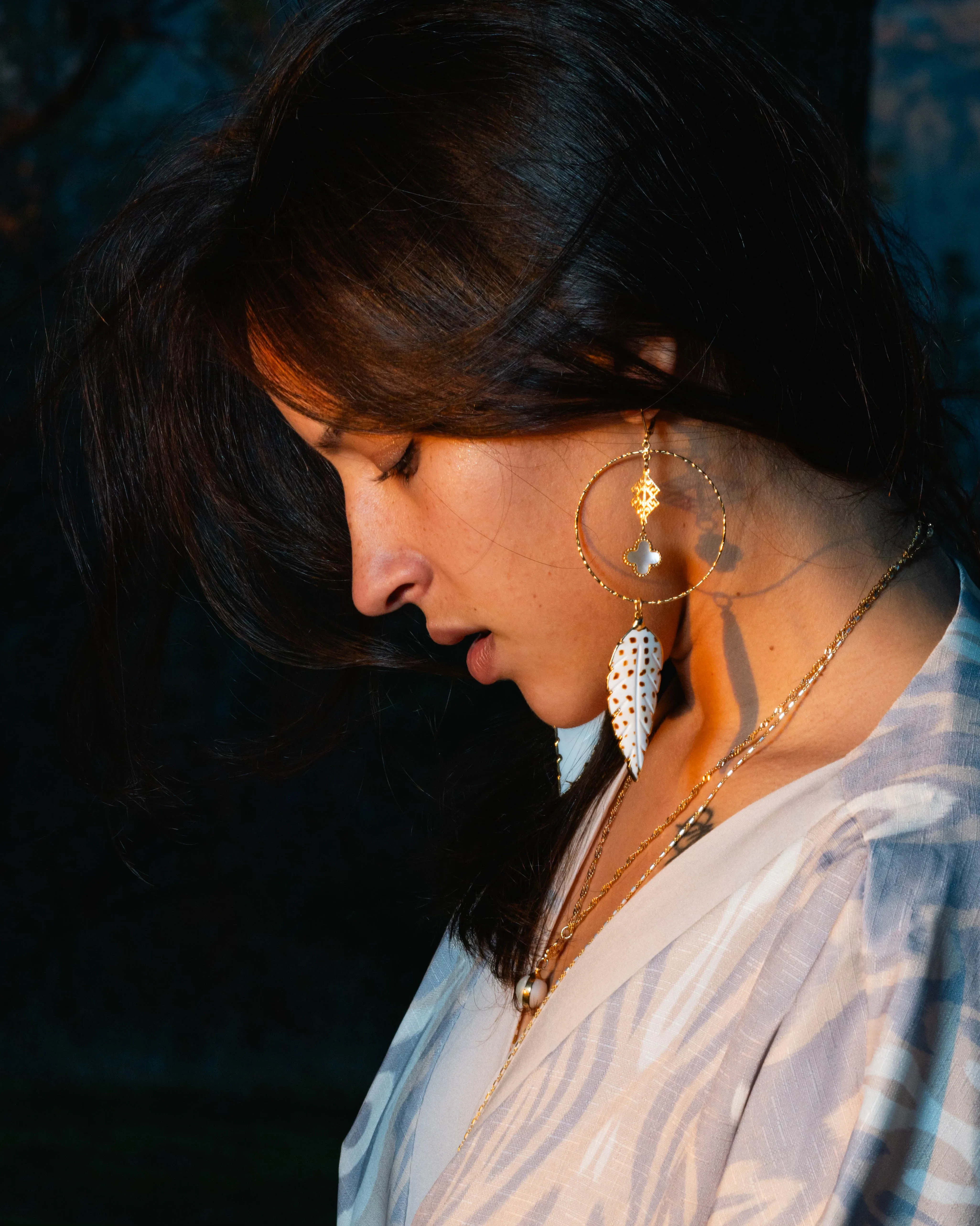 Mother Of Pearl Feather Dream Catcher Earrings