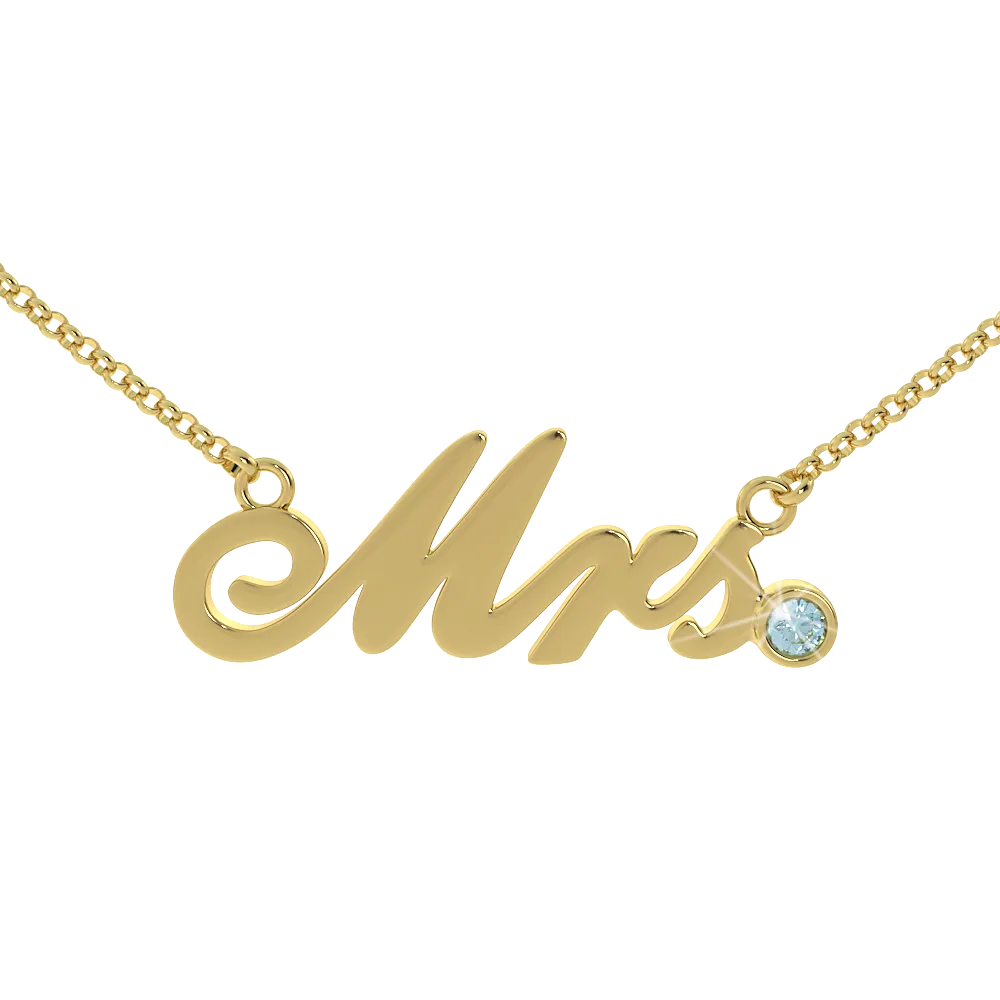 Mrs Birthstone Necklace - (.925 silver)