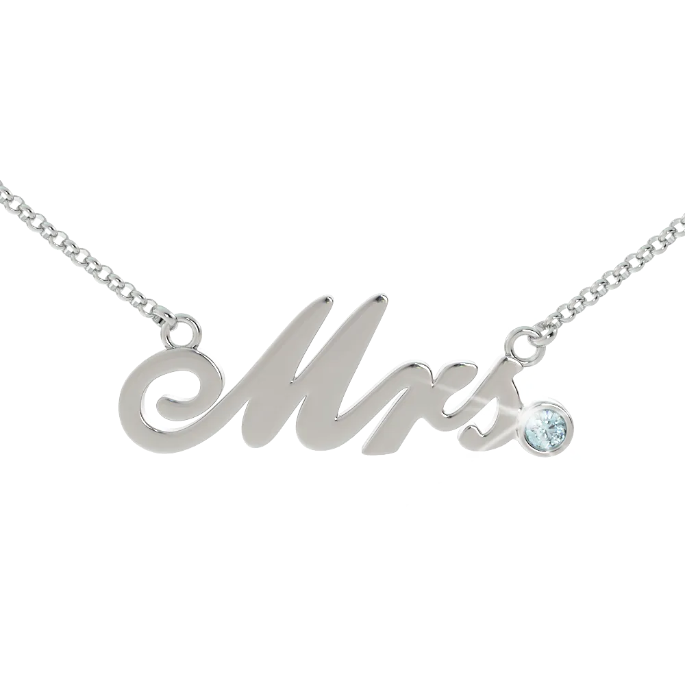Mrs Birthstone Necklace - (.925 silver)