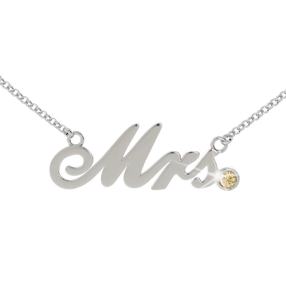 Mrs Birthstone Necklace - (.925 silver)