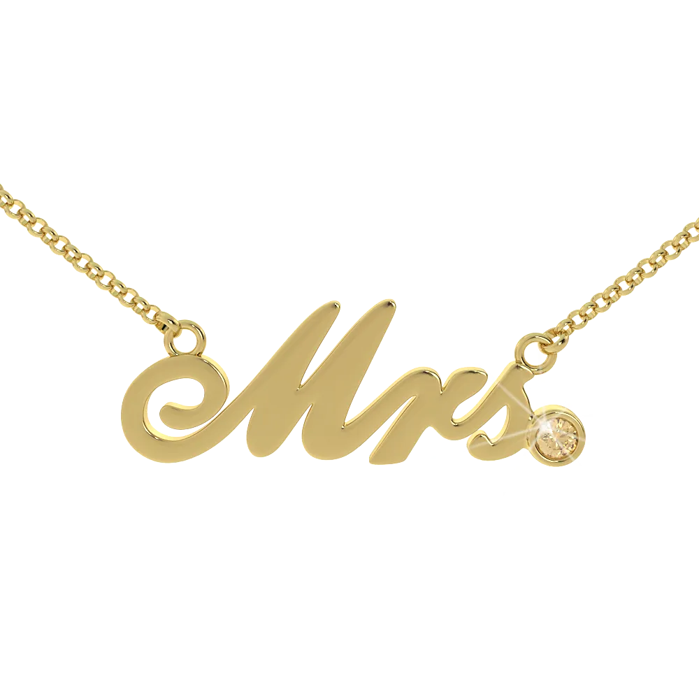 Mrs Birthstone Necklace - (.925 silver)