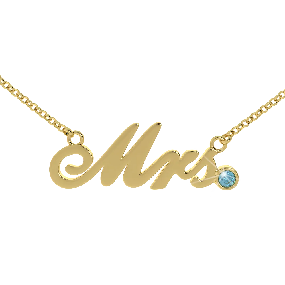 Mrs Birthstone Necklace - (.925 silver)