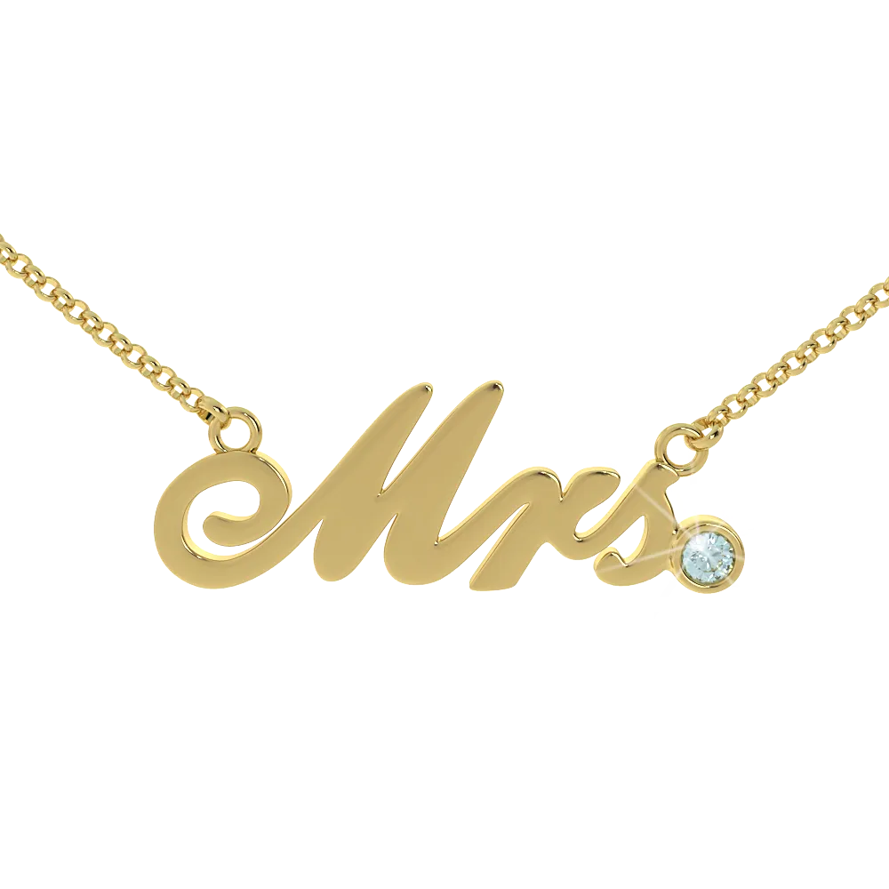 Mrs Birthstone Necklace - (.925 silver)