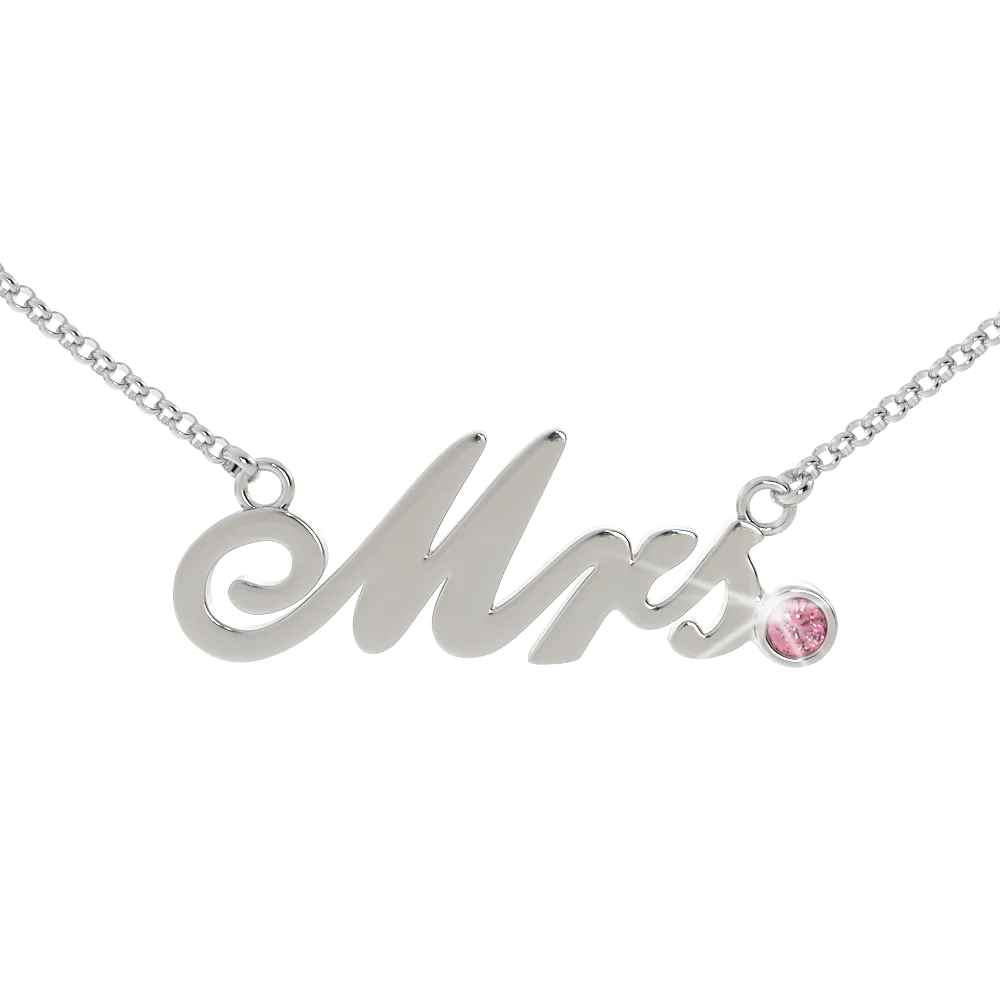 Mrs Birthstone Necklace - (.925 silver)