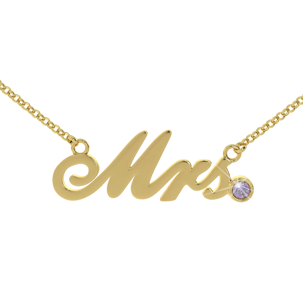 Mrs Birthstone Necklace - (.925 silver)