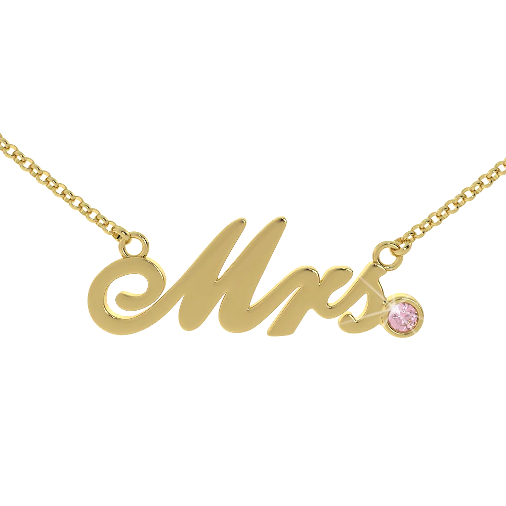 Mrs Birthstone Necklace - (.925 silver)