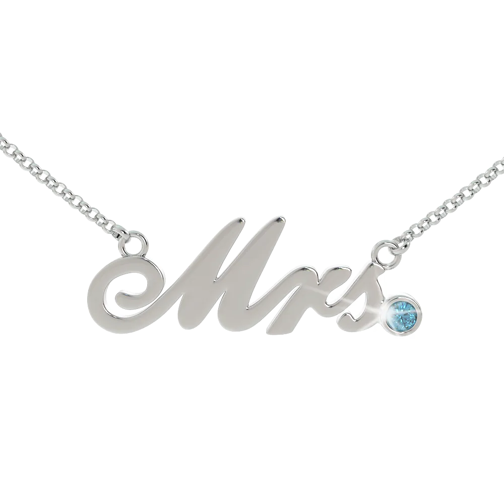 Mrs Birthstone Necklace - (.925 silver)