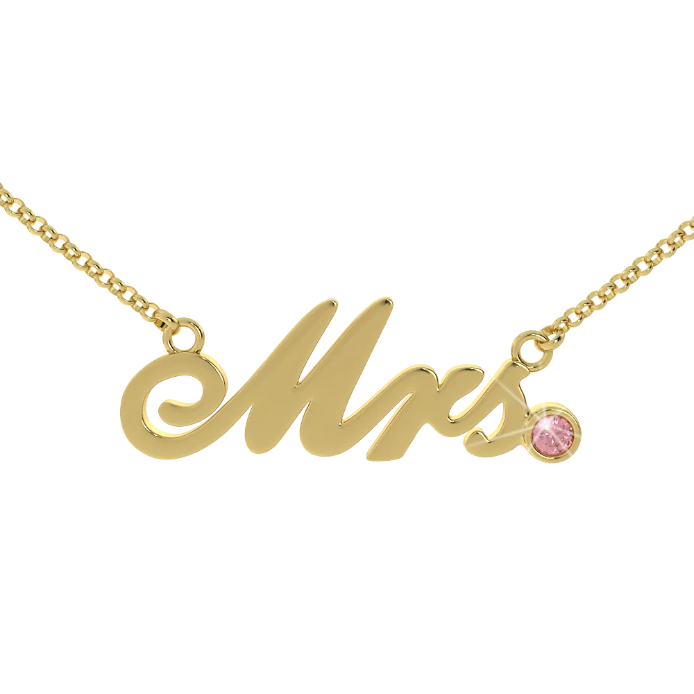 Mrs Birthstone Necklace - (.925 silver)