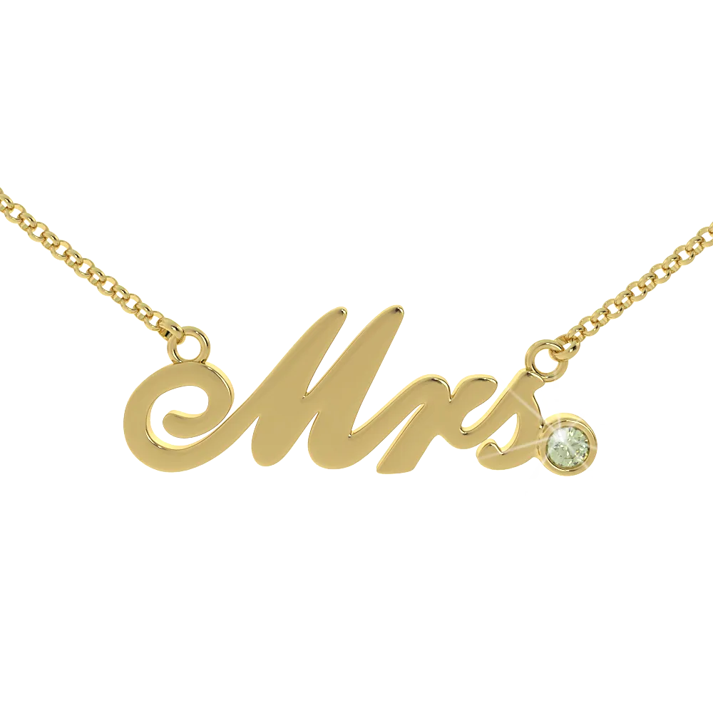 Mrs Birthstone Necklace - (.925 silver)