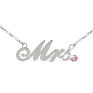 Mrs Birthstone Necklace - (.925 silver)