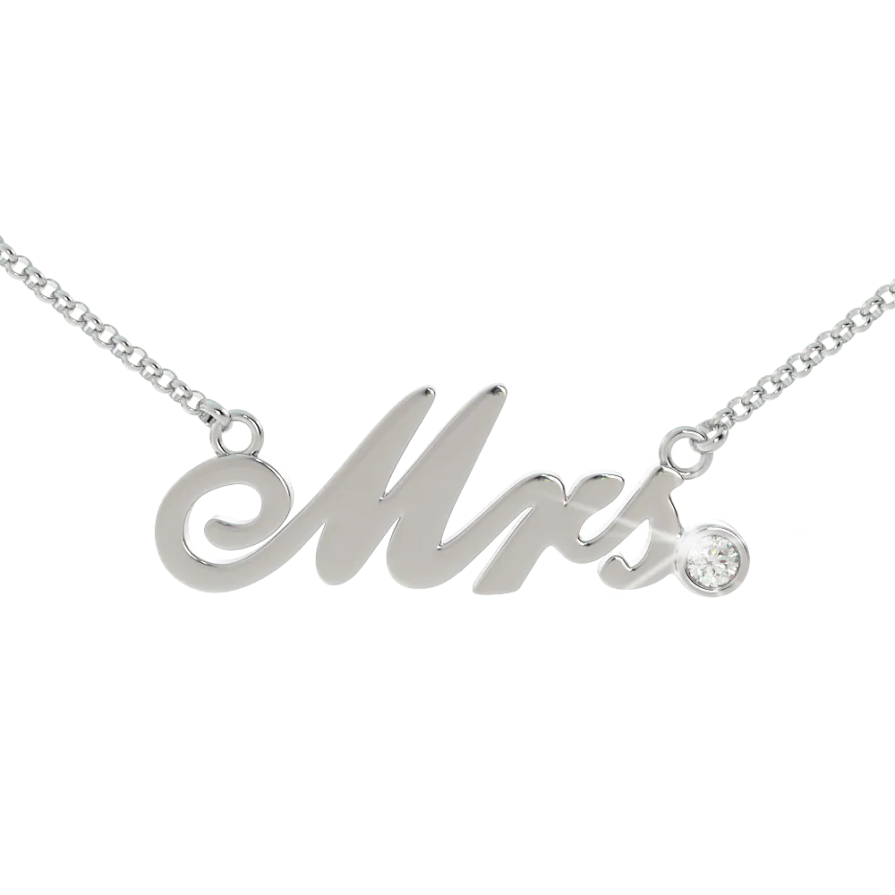 Mrs Birthstone Necklace - (.925 silver)