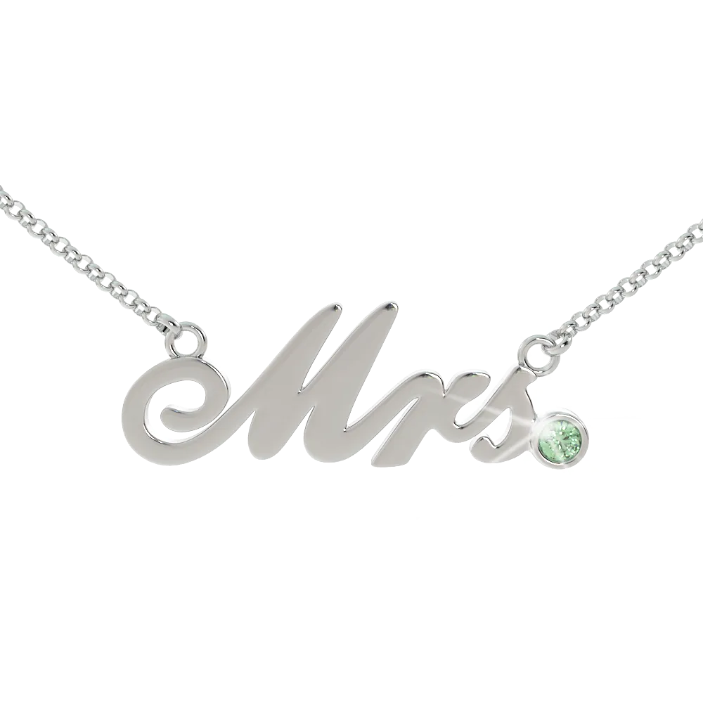 Mrs Birthstone Necklace - (.925 silver)