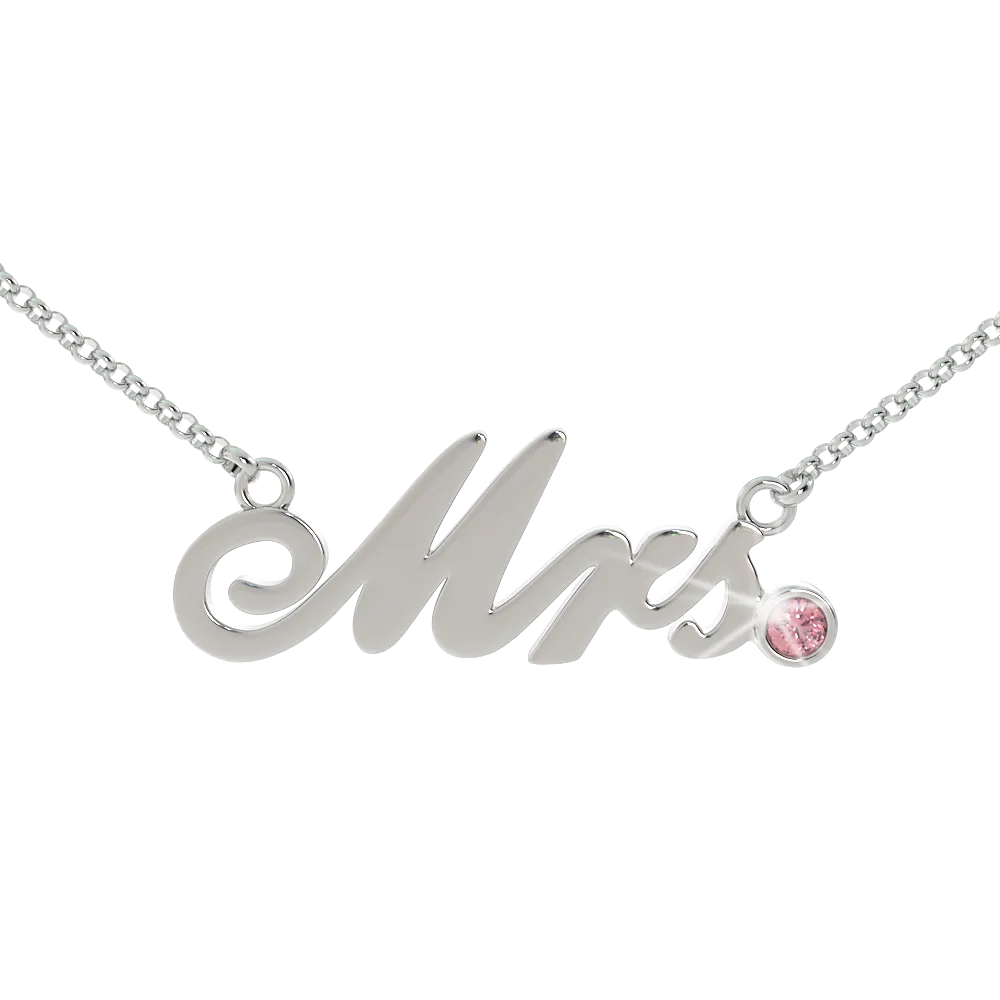 Mrs Birthstone Necklace - (.925 silver)