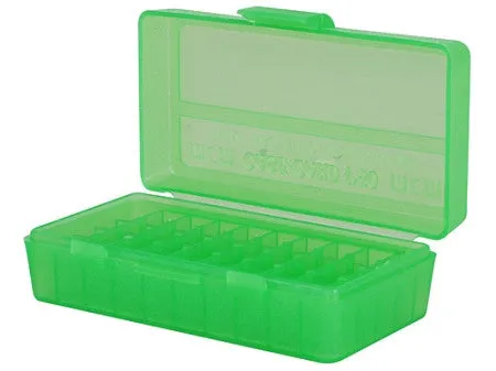 MTM FLIPTOP PISTOL AMMO CASE 50 RD - CLEAR GREEN