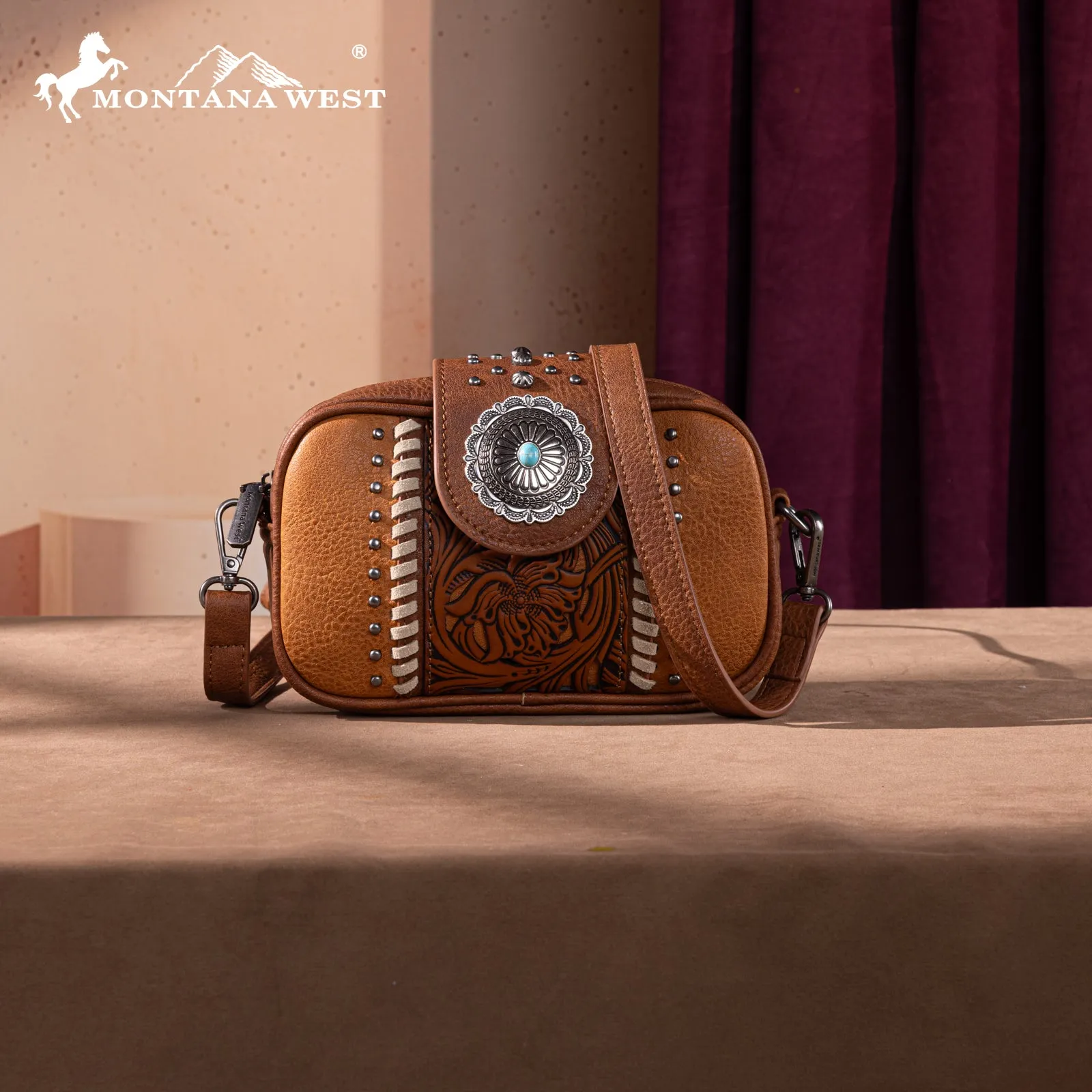 MW1322-8365 Montana West Tooled Collection Crossbody