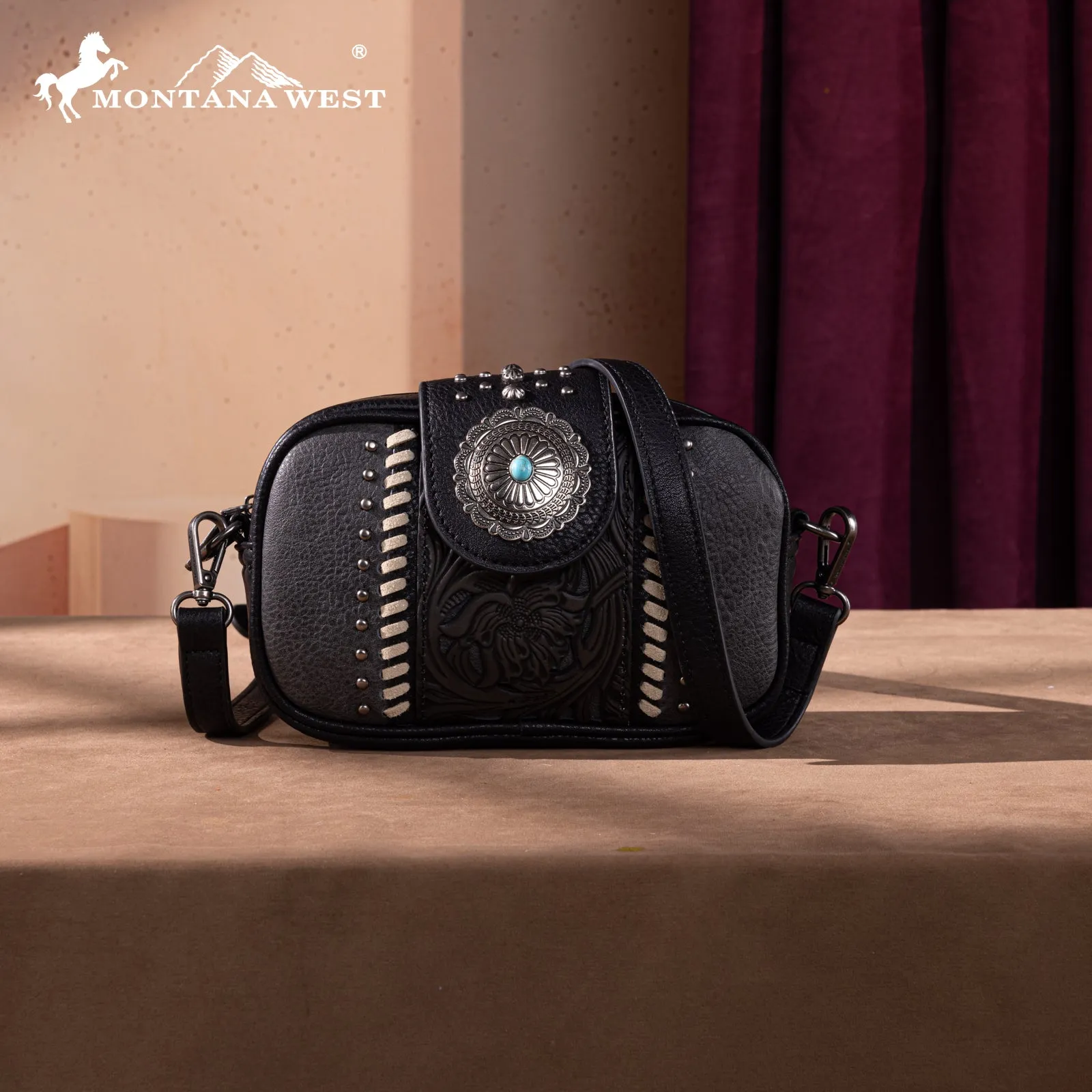 MW1322-8365 Montana West Tooled Collection Crossbody
