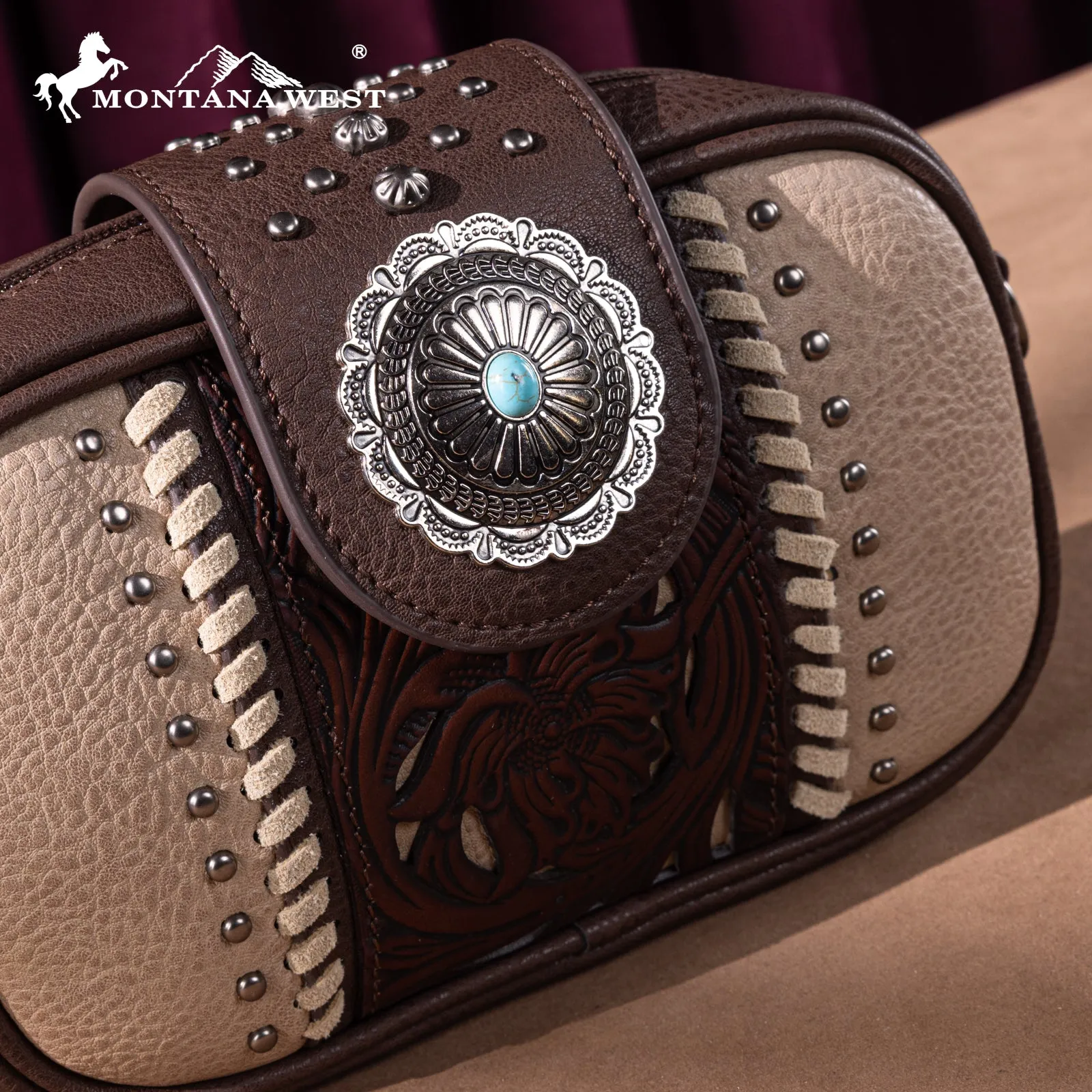MW1322-8365 Montana West Tooled Collection Crossbody