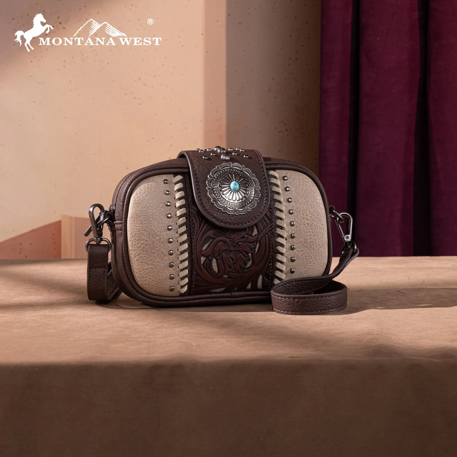 MW1322-8365 Montana West Tooled Collection Crossbody