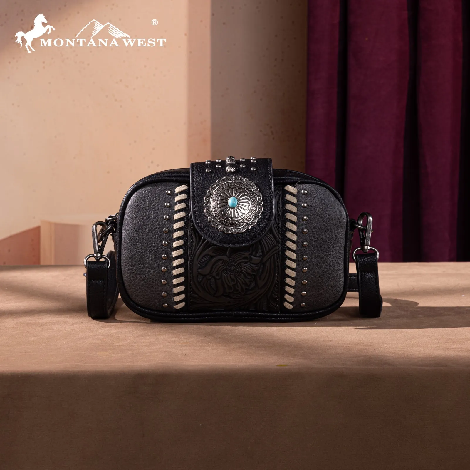 MW1322-8365 Montana West Tooled Collection Crossbody