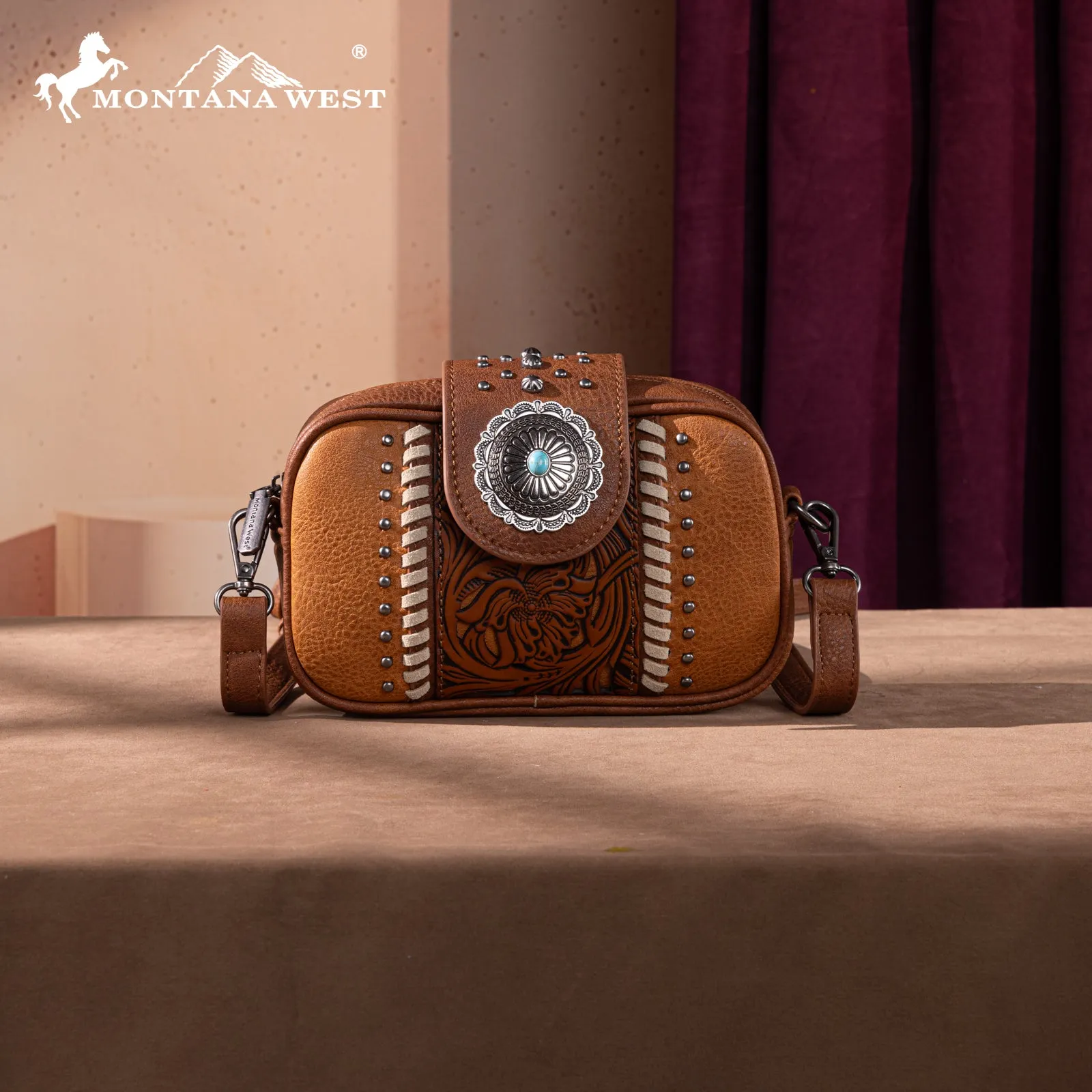 MW1322-8365 Montana West Tooled Collection Crossbody