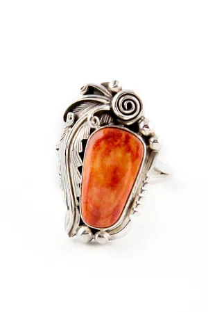 Navajo Applique Spiny Shell Ring (Size 7 ½)