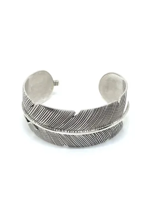 Navajo Feather Sterling Silver Wide Cuff