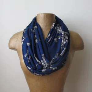 NAVY BLUE FILIGREE Infinity Scarf