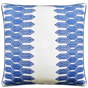 Nola Stripe Embroidery Pillow (Navy)
