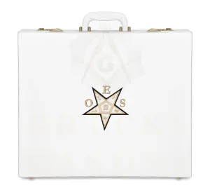 OES Apron Case - White Imitation Leather Machine Embroidery Gold Star