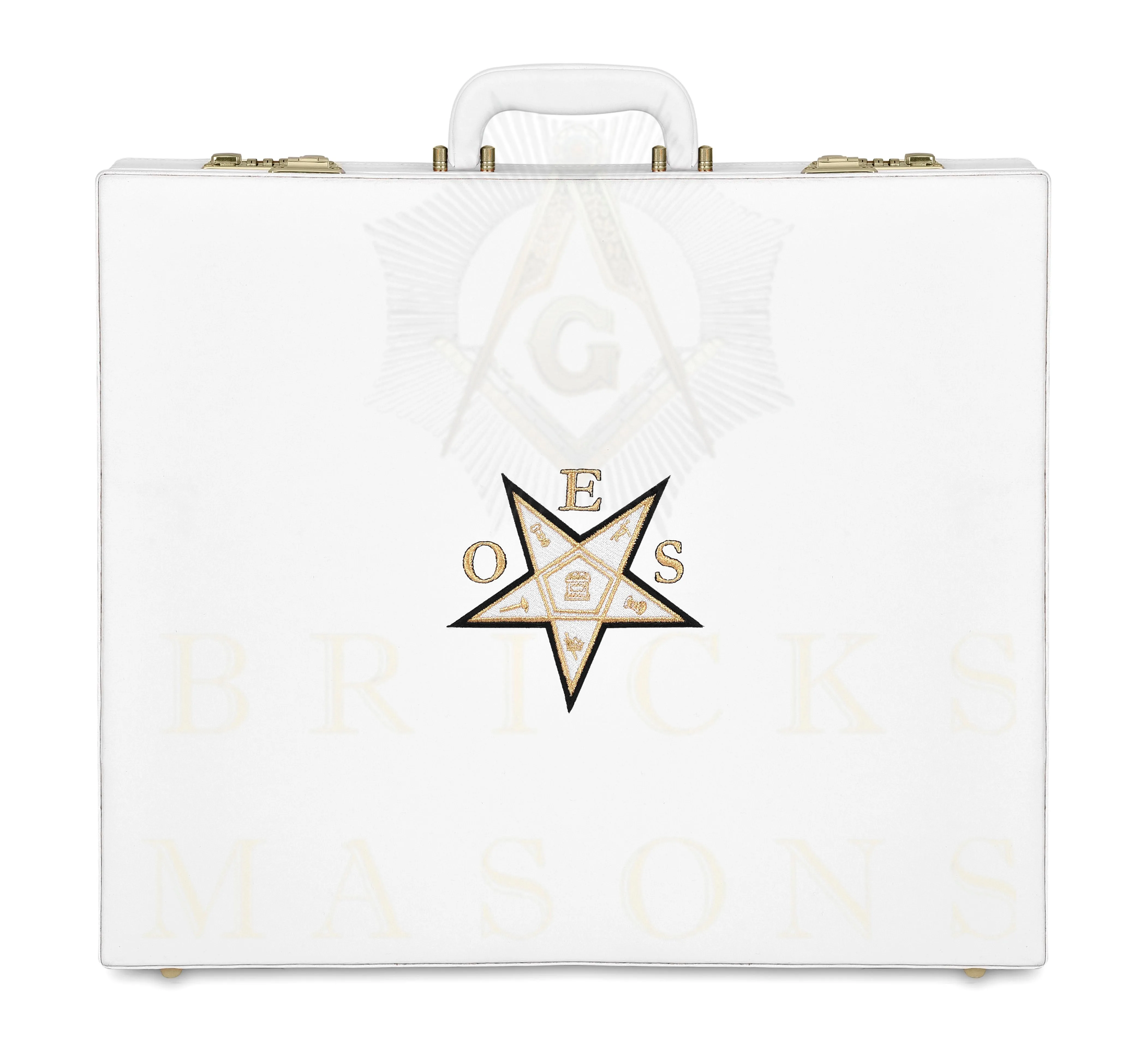 OES Apron Case - White Imitation Leather Machine Embroidery Gold Star