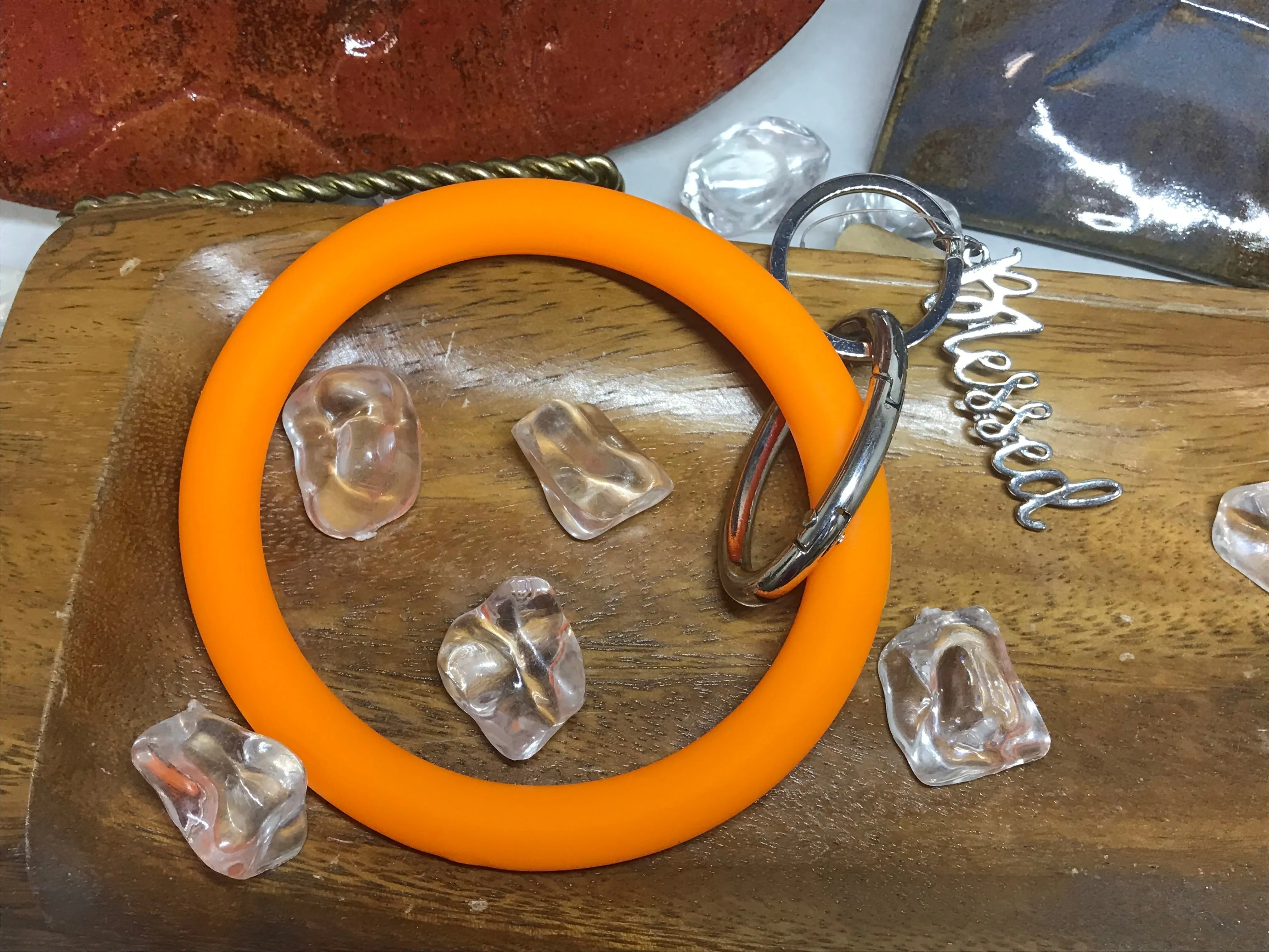 Orange Silicone Bangle Key Chain