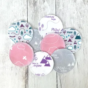 Organic Cotton Face Rounds - Set E - PNW Mix Purple / Pink / Gray (Large)