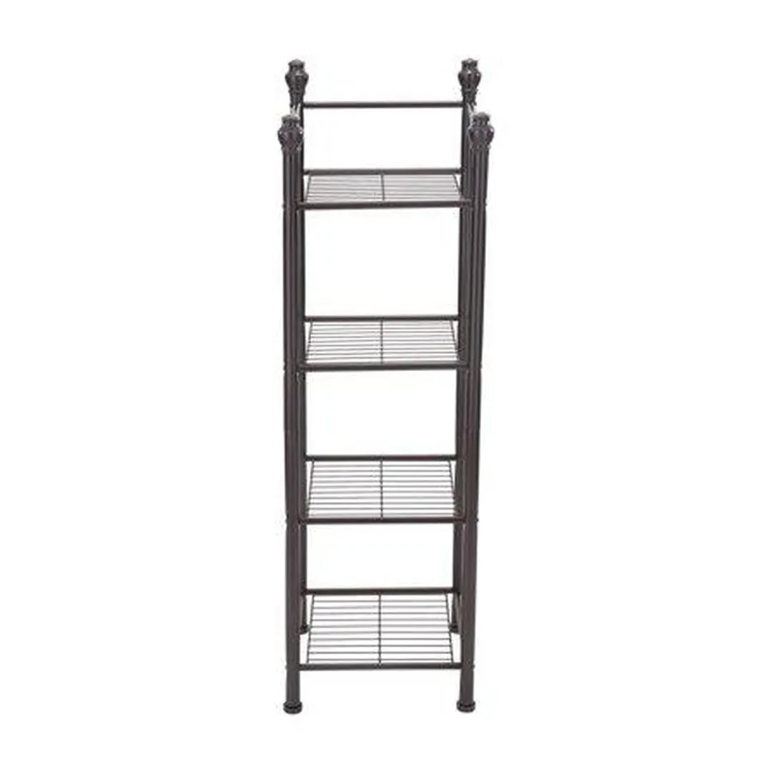 Organize It All 4 Tier Metal Belgium Storage Shelf Tower, Bronze