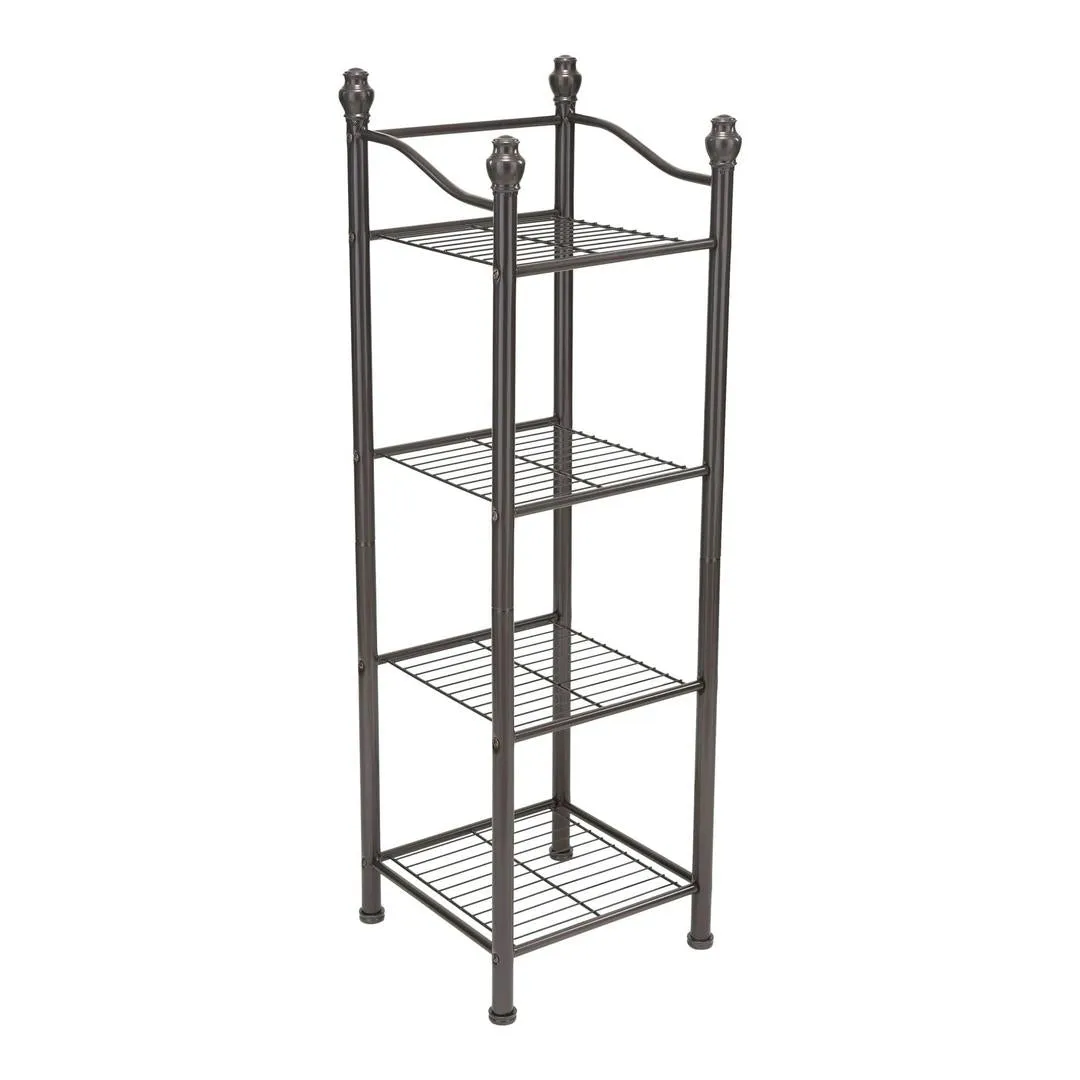 Organize It All 4 Tier Metal Belgium Storage Shelf Tower, Bronze