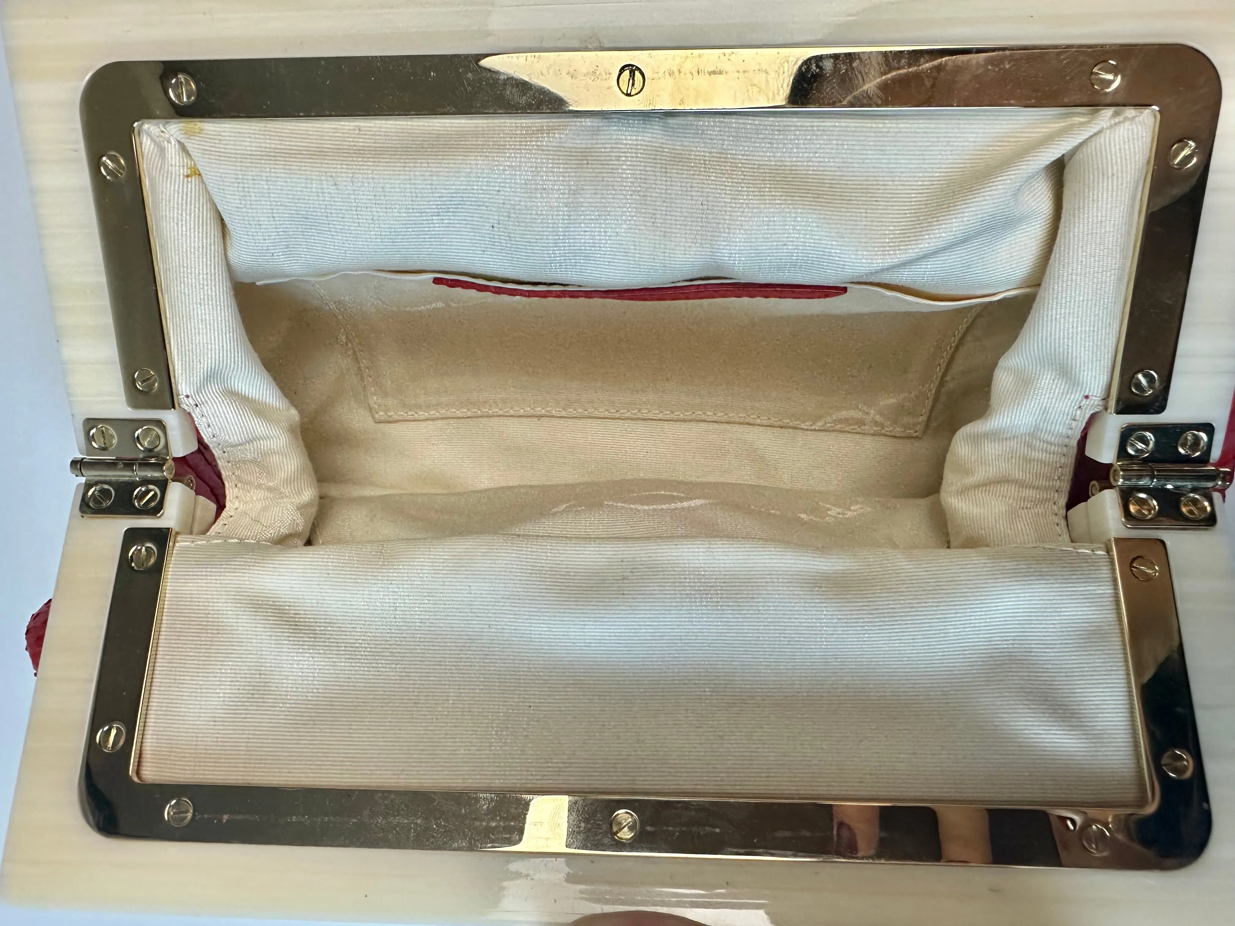 Oscar De La Renta Vintage Strawberry Red Python Skin Clutch