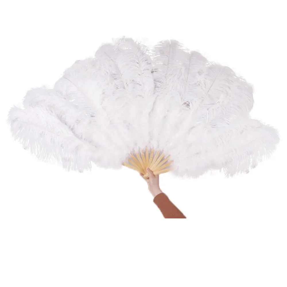 Ostrich Feather Fan Large Dance Fans White Black