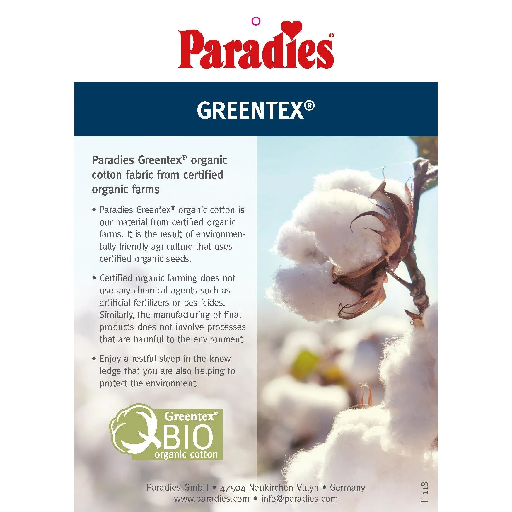 Paradies Mail Firm Organic Down And Feather Pillow