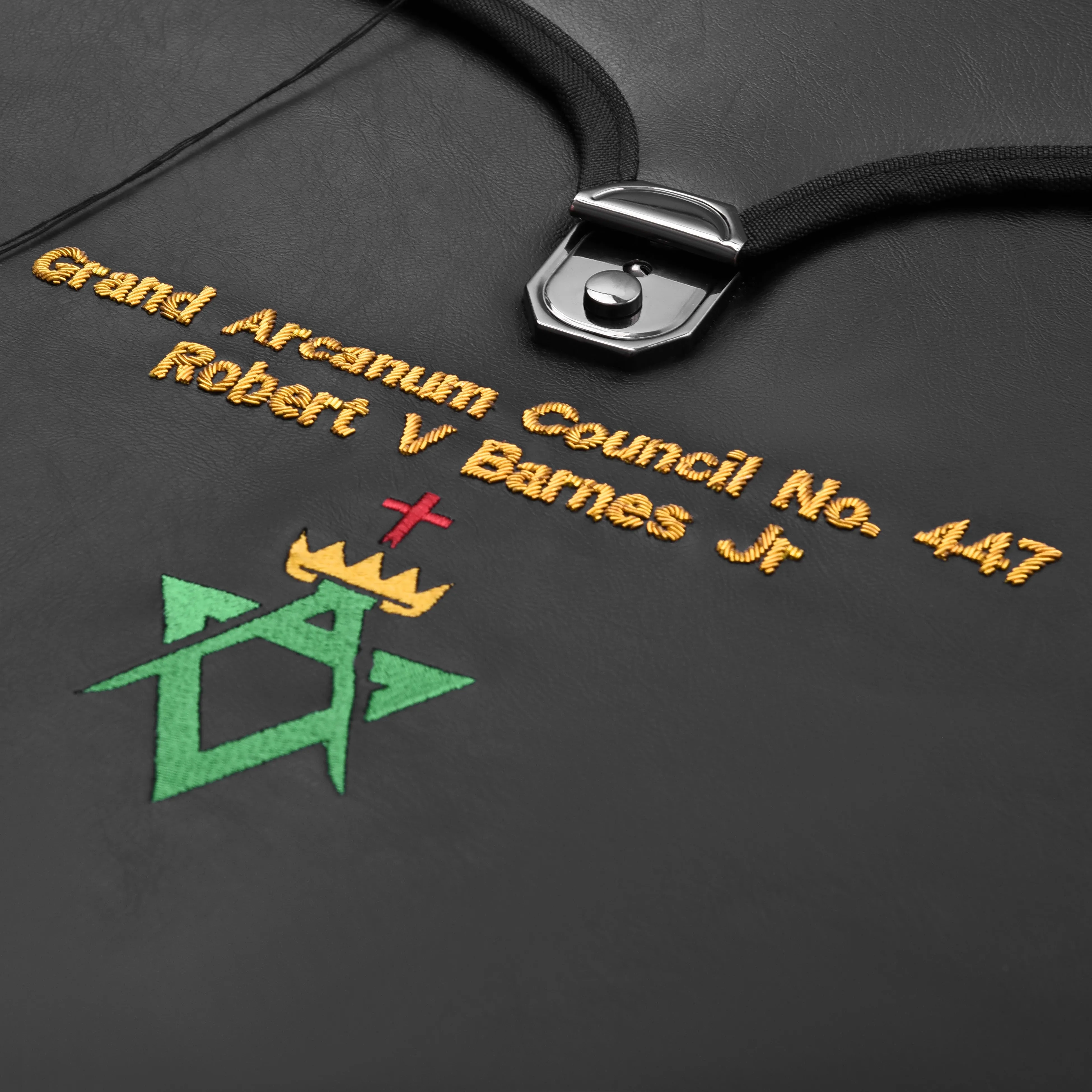 Past Sovereign Master Allied Masonic Degrees Apron Case - Personalized Black Imitation Leather MM, WM, Provincial