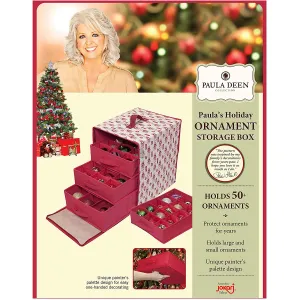 Paula Deen Ornament Storage Container & Closet Organizer - Perfect Holder for Christmas Tree or Holiday Decorations, Hard Cube, Chest, Box Design is Hard to Keep Safe Small, Big Glass or Ornaments