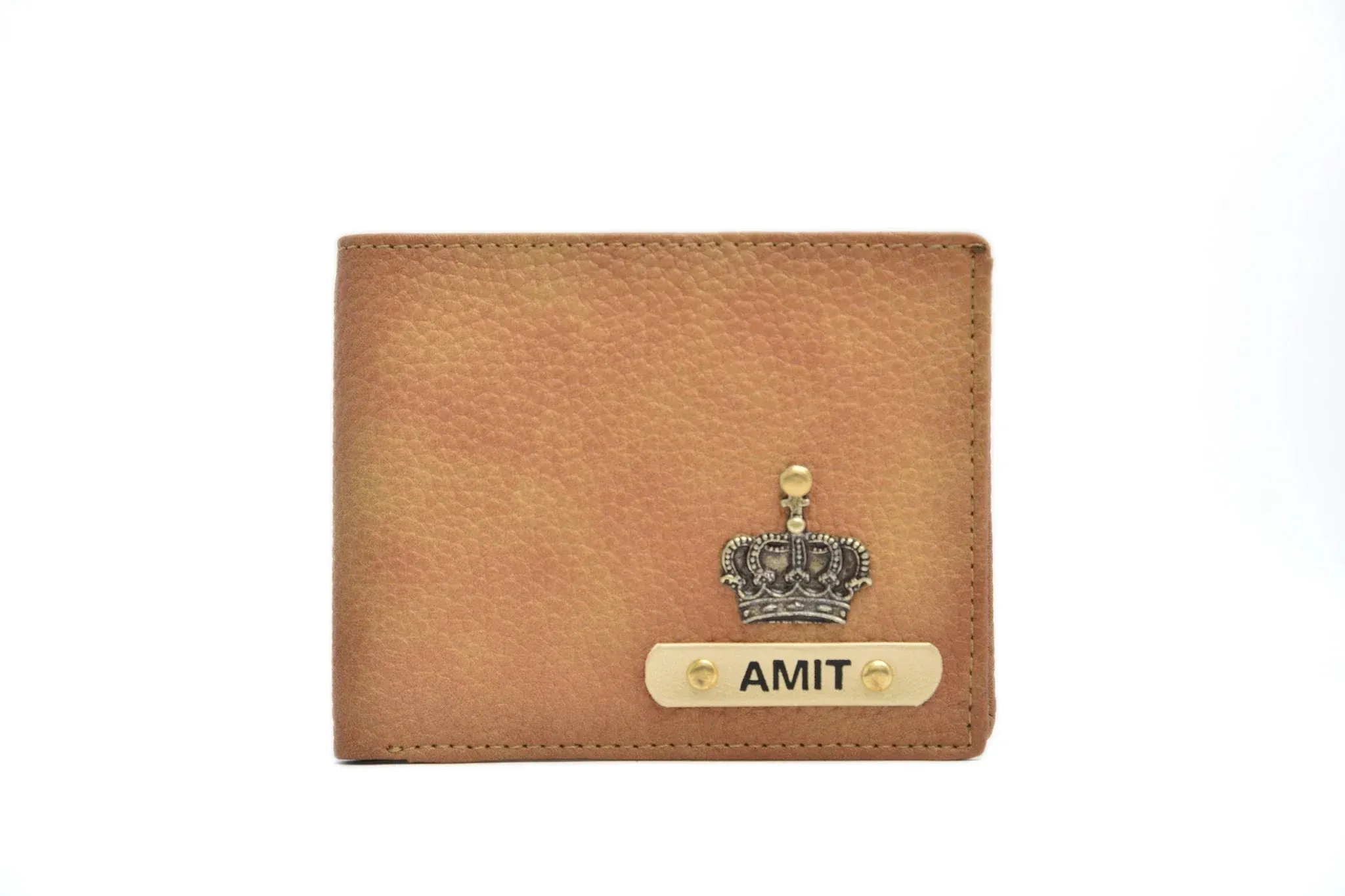 Personalised Genuine Leather Wallet   Pen & keychain Combo - Tan