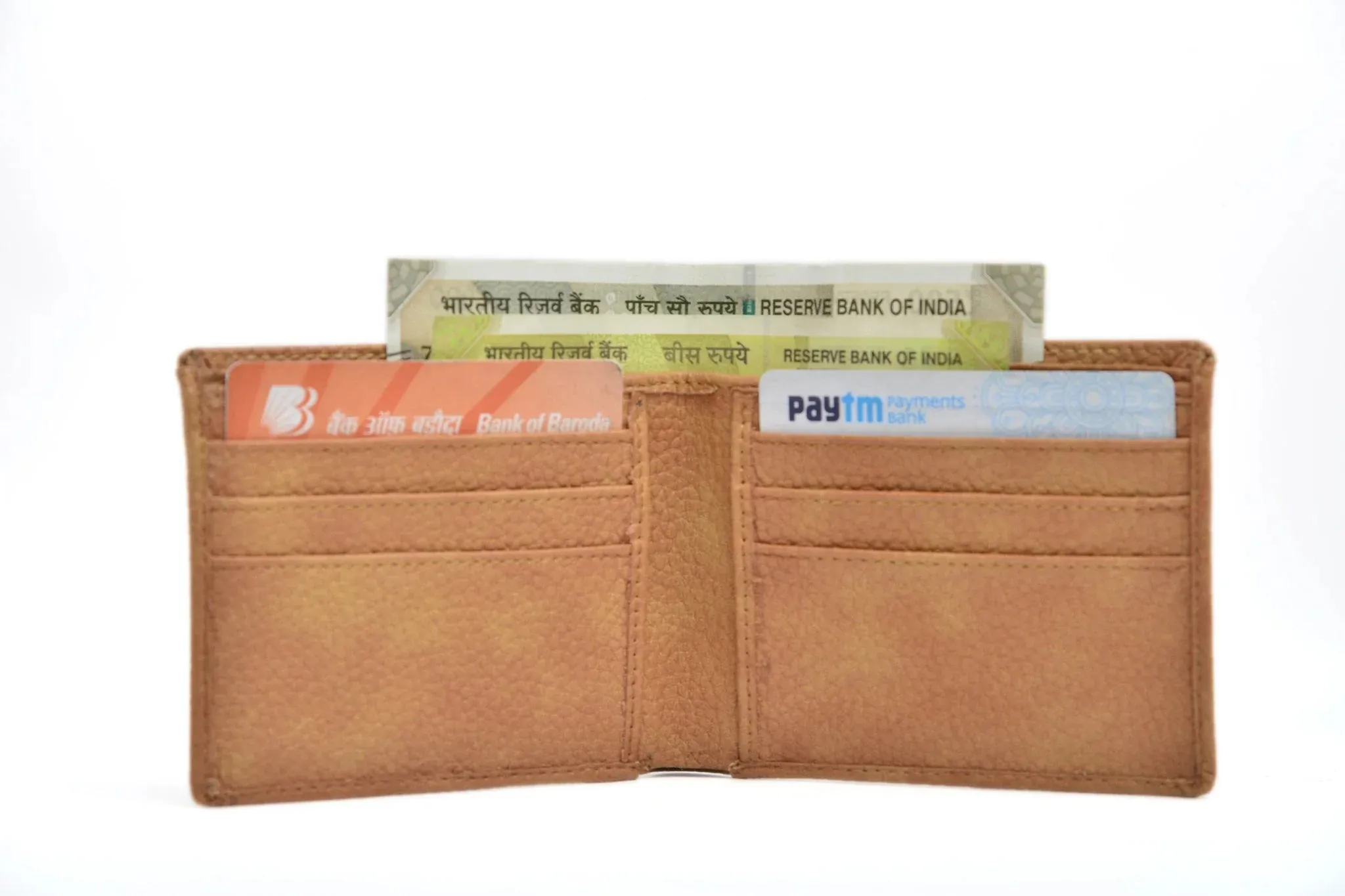 Personalised Genuine Leather Wallet   Pen & keychain Combo - Tan