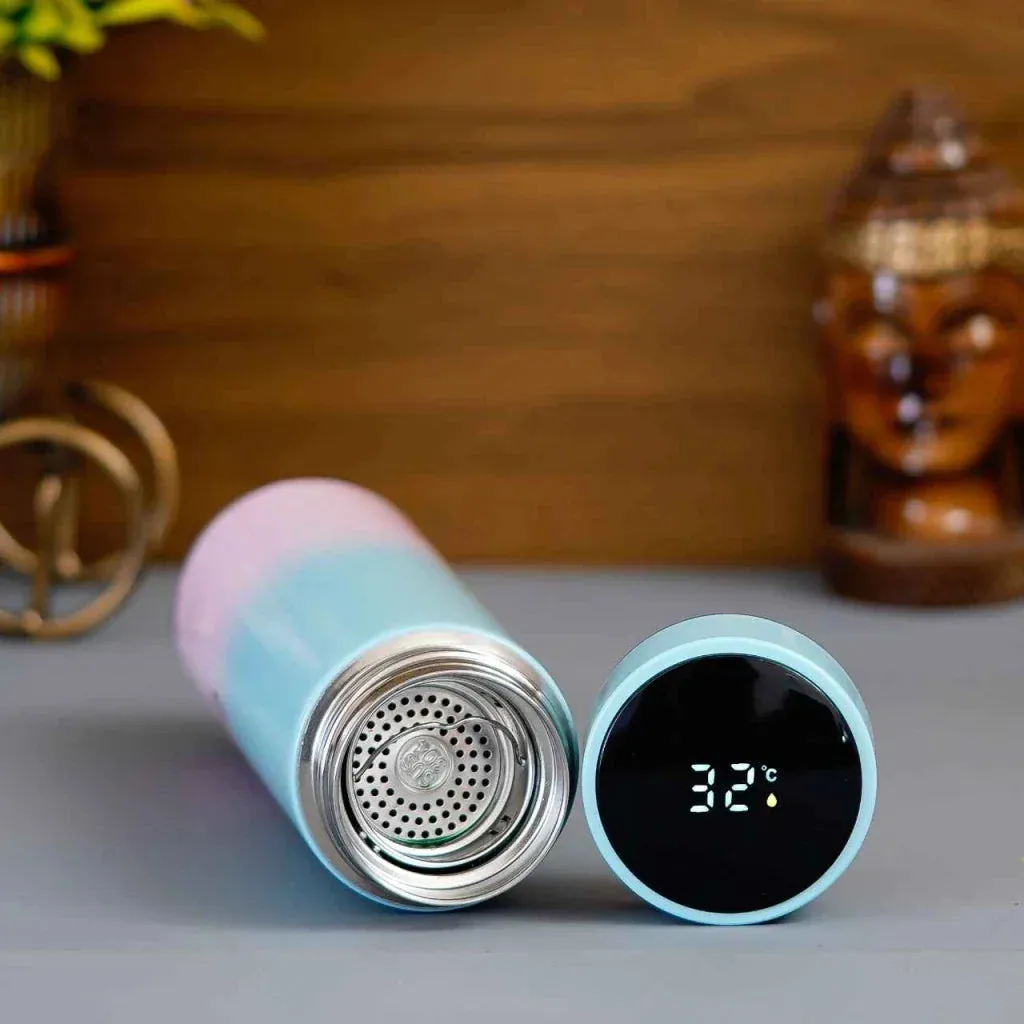 Personalised Pastel Temperature Display Bottle, Stainless Steel Mug & All in One Men's Combo (4 pcs) - Grey