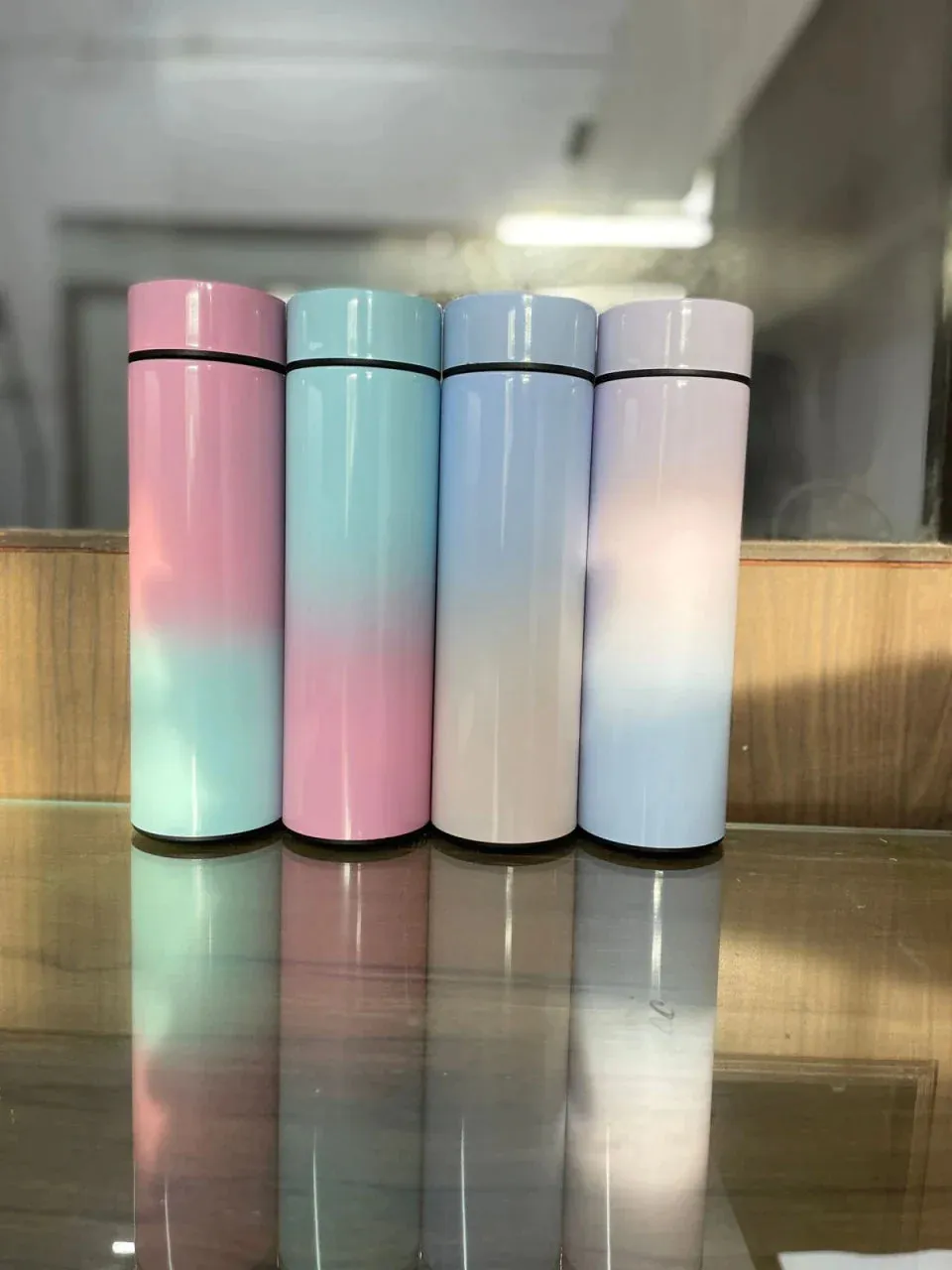 Personalised Pastel Temperature Display Bottle, Stainless Steel Mug & All in One Men's Combo (4 pcs) - Grey
