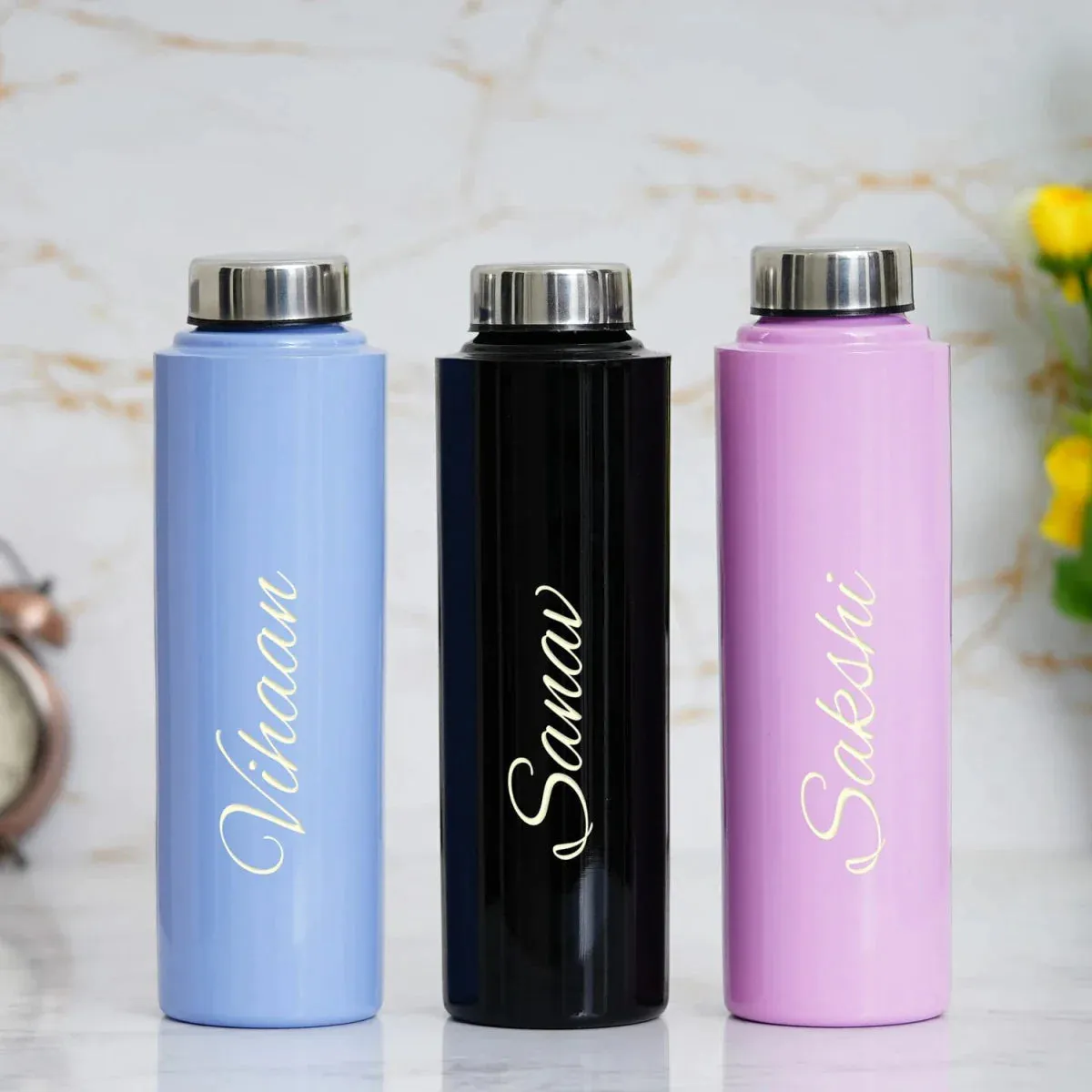 Personalised Violet Classic Smart Bottle (1 Litre) & All in One Men's Combo (2 pcs) - Royal Blue