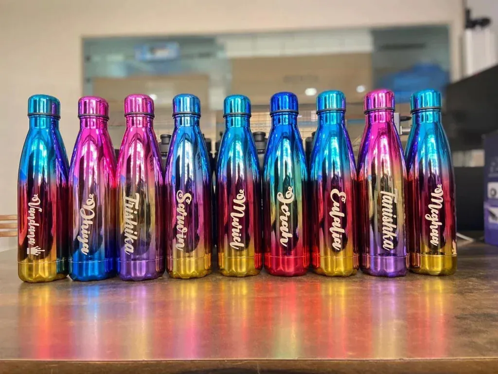 Personalized All in One Men's Combo (2 pcs) & Customized Rainbow Stainless Steel Water Bottles & Stainless Steel Mug - Tan