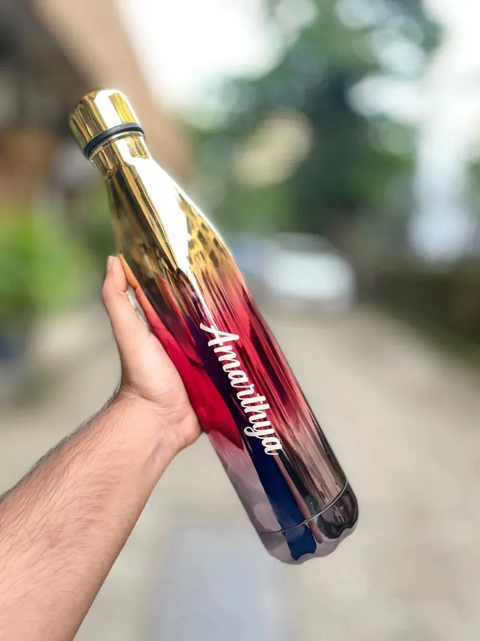 Personalized All in One Men's Combo (3 pcs) & Customized Rainbow Stainless Steel Water Bottles & Stainless Steel Mug - Wine