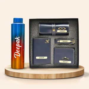 Personalized All in One Men's Combo (4 pcs) & Rainbow Classic Bottle 1Litre - Royal Blue