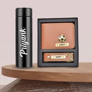 Personalized Bottle & Men's Combo (2 pcs) - Tan